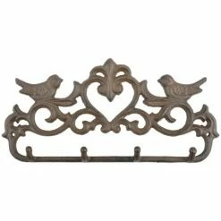 Budget ???? Esschert Design Hakenleiste Vogelmotiv Antikbraun Mit 4 Haken - Gusseisen ⭐