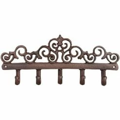 Auslauf ???? Esschert Design Garderobe - Hakenleiste Für Gartengeräte Mit 5 Haken - Gusseisen ????