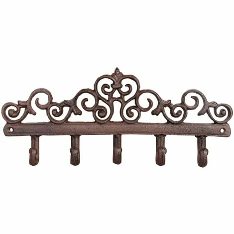 Auslauf ???? Esschert Design Garderobe - Hakenleiste Für Gartengeräte Mit 5 Haken - Gusseisen ????