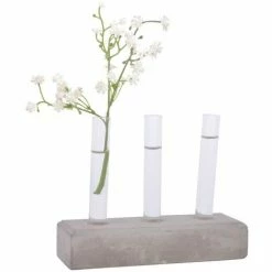Großhandel ✨ Esschert Design 3er Set Glasröhrchen Für Pflanzenableger Mit Betonsockel ????