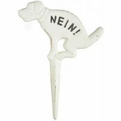 Schlussverkauf ???? Esschert Design HB18 Hinweisschild "NEIN!" Hund Antik Weiß , 23x2x32cm ????