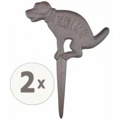 Blitzangebot ???? 2x Esschert Design HB18 Hinweisschild "NEIN!" Hund Antik Braun, 23x2x32cm ????