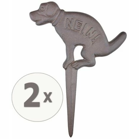 Blitzangebot ???? 2x Esschert Design HB18 Hinweisschild "NEIN!" Hund Antik Braun, 23x2x32cm ????