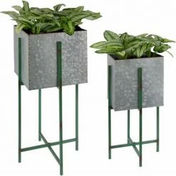 Aktion ❤️ ESSCHERT DESIGN Quadratischer Blumenkasten Auf Ständer Aus Eisen (Doppelpack) ????