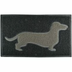 Brandneu ???? Esschert Design Türmatte Fußmatte Dackel Grau Auf Anthrazit - PVC ⌛